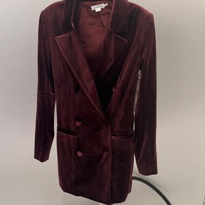 Good American Deep Red Velvet Blazer